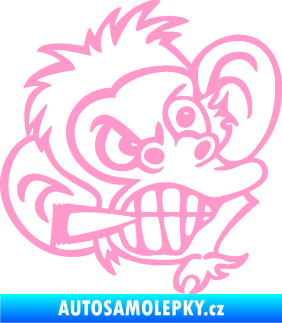 Samolepka Opičák 001 pravá s cigaretou světle růžová