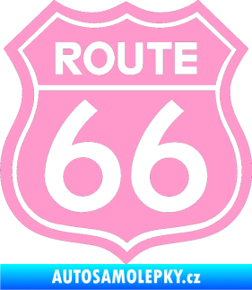 Samolepka Route 66 - jedna barva světle růžová