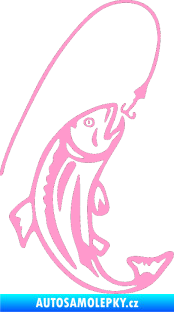 Samolepka Ryba s návnadou 003 pravá světle růžová