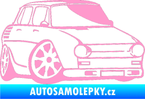Samolepka Škoda 100 karikatura pravá světle růžová
