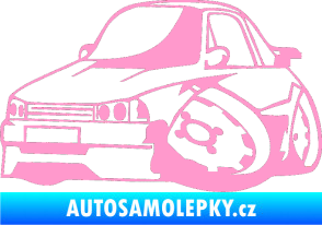 Samolepka Škoda 120 karikatura levá světle růžová