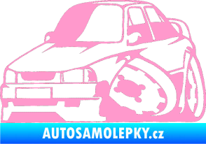 Samolepka Škoda 130 karikatura levá světle růžová