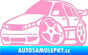 Samolepka Škoda Fabia 001 karikatura levá světle růžová