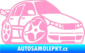Samolepka Škoda Fabia 001 karikatura pravá světle růžová