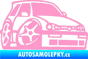 Samolepka VW Golf 3 karikatura pravá světle růžová