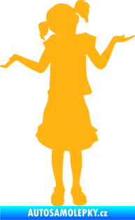 Samolepka Děti silueta 001 levá holčička krčí rameny světle oranžová
