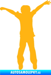 Samolepka Děti silueta 008 pravá kluk skáče světle oranžová