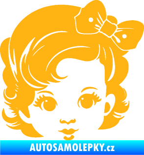 Samolepka Dítě v autě 110 pravá holčička s mašlí světle oranžová