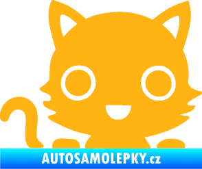 Samolepka Kočka 014 levá kočka v autě světle oranžová