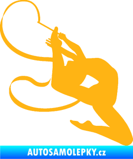 Samolepka Moderní gymnastika 001 pravá gymnastka se stuhou světle oranžová