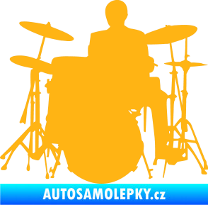 Samolepka Music 009 levá hráč na bicí světle oranžová