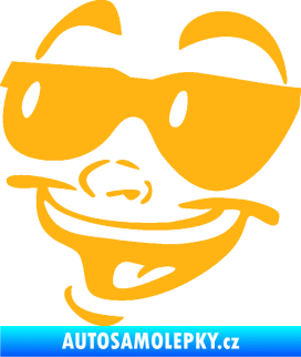 Samolepka Obličej 005 levá veselý s brýlemi světle oranžová
