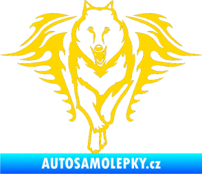 Samolepka Animal flames 039 levá  vlk jasně žlutá