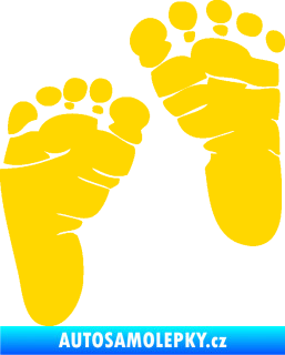 Samolepka Baby on board 005 pravá otisk chodidel jasně žlutá