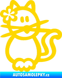 Samolepka Cartoon family kočička Hawaii jasně žlutá