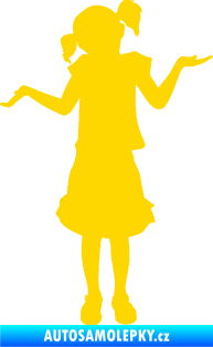 Samolepka Děti silueta 001 levá holčička krčí rameny jasně žlutá