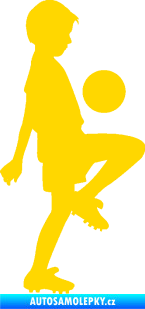 Samolepka Děti silueta 005 pravá kluk fotbalista jasně žlutá