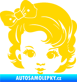 Samolepka Dítě v autě 110 levá holčička s mašlí jasně žlutá