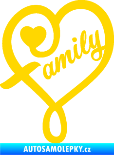 Samolepka Family 001 nápis se srdíčkem jasně žlutá
