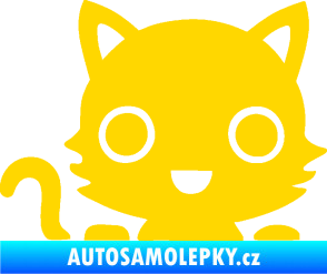 Samolepka Kočka 014 levá kočka v autě jasně žlutá