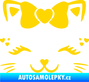 Samolepka Kočka 039 s mašličkou jasně žlutá