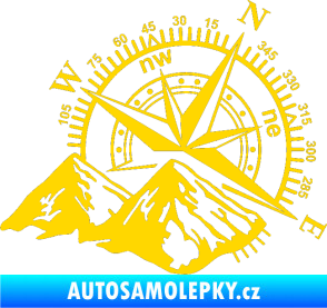 Samolepka Kompas 002 pravá hory jasně žlutá