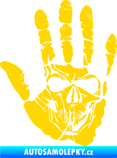 Samolepka Lebka 032 levá otisk dlaně jasně žlutá