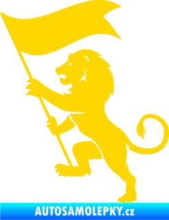 Samolepka Lev heraldika 005 levá s praporem jasně žlutá