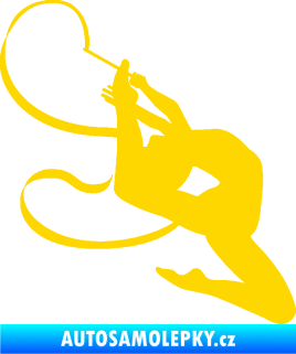 Samolepka Moderní gymnastika 001 pravá gymnastka se stuhou jasně žlutá