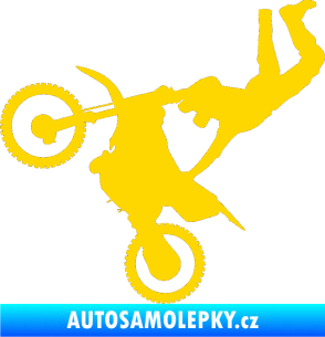 Samolepka Motorka 008 levá motokros freestyle jasně žlutá