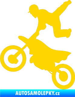 Samolepka Motorka 036 levá  motokros freestyle jasně žlutá