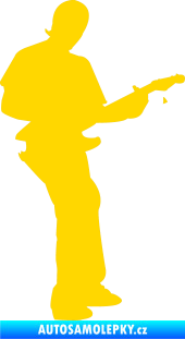 Samolepka Music 006 pravá hráč na kytaru jasně žlutá