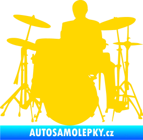 Samolepka Music 009 levá hráč na bicí jasně žlutá
