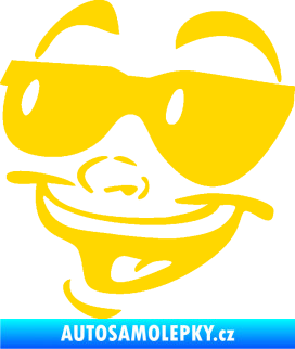 Samolepka Obličej 005 levá veselý s brýlemi jasně žlutá