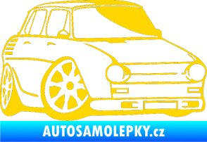 Samolepka Škoda 100 karikatura pravá jasně žlutá