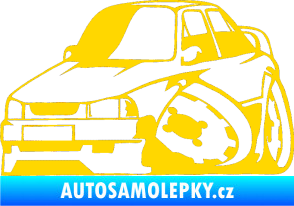 Samolepka Škoda 130 karikatura levá jasně žlutá