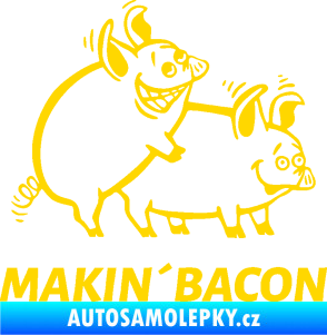 Samolepka Veselá prasátka makin bacon pravá jasně žlutá