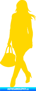 Samolepka Žena na nákupu 005 levá jasně žlutá