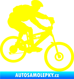 Samolepka Cyklista 009 pravá horské kolo žlutá citron