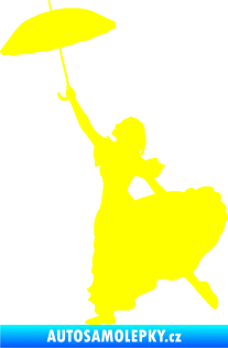 Samolepka Dáma s deštníkem 001 pravá žlutá citron