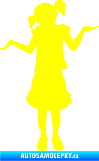 Samolepka Děti silueta 001 levá holčička krčí rameny žlutá citron