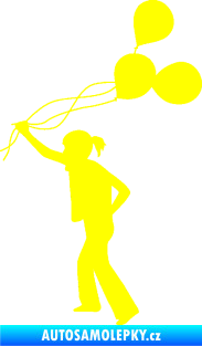 Samolepka Děti silueta 006 levá holka s balónky žlutá citron