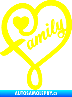 Samolepka Family 001 nápis se srdíčkem žlutá citron