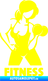 Samolepka Fitness 002 pravá posilování s činkou žlutá citron