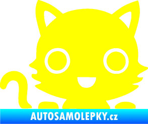 Samolepka Kočka 014 levá kočka v autě žlutá citron