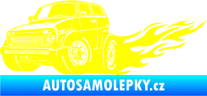 Samolepka Lada auto s plameny levá žlutá citron