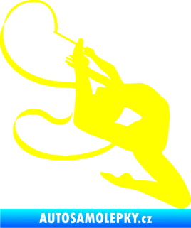 Samolepka Moderní gymnastika 001 pravá gymnastka se stuhou žlutá citron