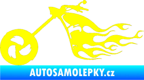 Samolepka Motorka 042 levá plameny žlutá citron
