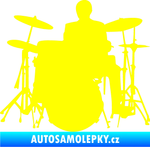 Samolepka Music 009 levá hráč na bicí žlutá citron
