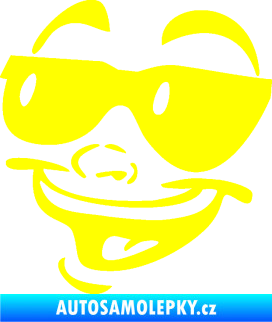 Samolepka Obličej 005 levá veselý s brýlemi žlutá citron